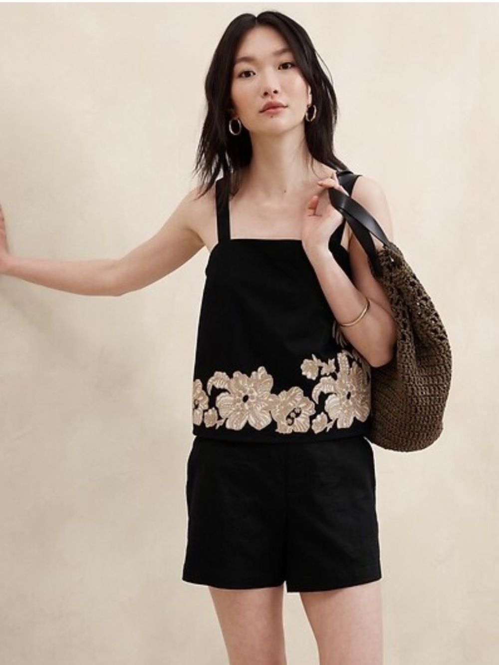 Banana Republic Poplin Embroidery Tank size S